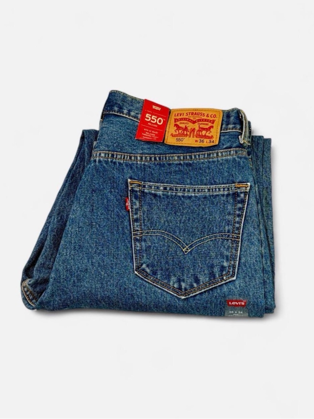 Levi’s 550 Relaxed Fit Jeans Mens 36x34 Medium Wash Blue Denim